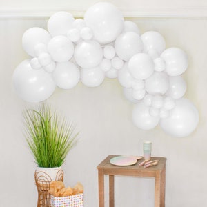 White Balloon Arch Kit (5 Feet), 53 PCS Mixed Sizes, PREMIUM White Balloon Garland Kit, Modern White Balloon Backdrop, CUSTOM Color Combo