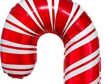 Palloncino gigante in mylar a forma di bastoncino di zucchero (37 pollici) / Palloncino natalizio rosso e bianco / Decorazione per feste