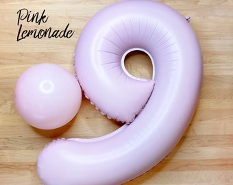 Giant Pastel Lilac Pink Number Balloons (1 Count), 32" Light Pink Mylar Foil Number Balloon Giant Birthday Party Balloon Anniversary Balloon