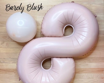 Giant Blush Pink Number Balloons (1 Count), 32" Blush Mylar Foil Number Balloons, Large Birthday Party Balloons, Anniversary Balloons