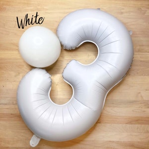 Giant White Number Balloons, 32&quot; White Mylar Foil Number Balloons, Jumbo Number Balloons, Birthday Party Balloons, Graduation Balloons