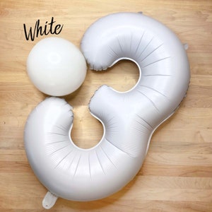 Giant White Number Balloons, 32" White Mylar Foil Number Balloons, Jumbo Number Balloons, Birthday Party Balloons, Graduation Balloons