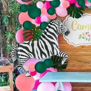 Zebra 43 Inch Safari Party Balloon, Giant Balloon for Safari Baby Shower, Tiger Balloon for Jungle Birthday Party