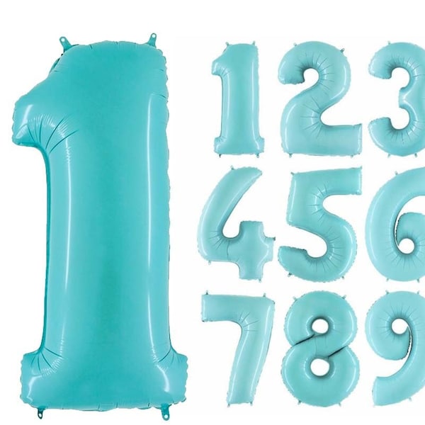 Giant Pastel Blue Number Balloons, 40" Light Blue Mylar Foil Number Balloons, Giant Birthday Party Balloons, Anniversary Balloons, ON SALE