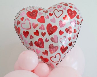 Sparkle Heart Balloon Bouquet (11 Pack), Valentine's Red and Pink Heart Balloon Bouquet Kit, Date Night Balloon, Anniversary Heart Balloon