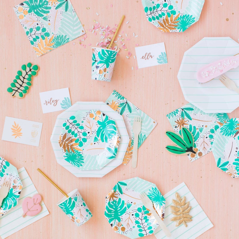 Aqua Green Striped Paper Napkins - Thumbnail 5