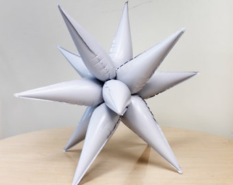 Witte folieballon met stervormig patroon, doe-het-zelf feestdecoratie (66 cm)
