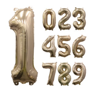 Gold Number Balloon – 32” Giant Foil Birthday Balloon | Luxe Air-Fill Numbers 0–9 for Birthday, Graduation, NYE, Anniversary