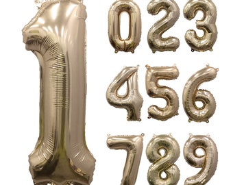 Gold Number Balloon – 32” Giant Foil Birthday Balloon | Luxe Air-Fill Numbers 0–9 for Birthday, Graduation, NYE, Anniversary