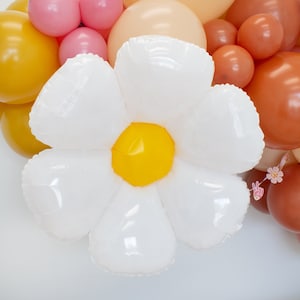 White Daisy Foil Balloon, Groovy Party Decor, 28 Inch
