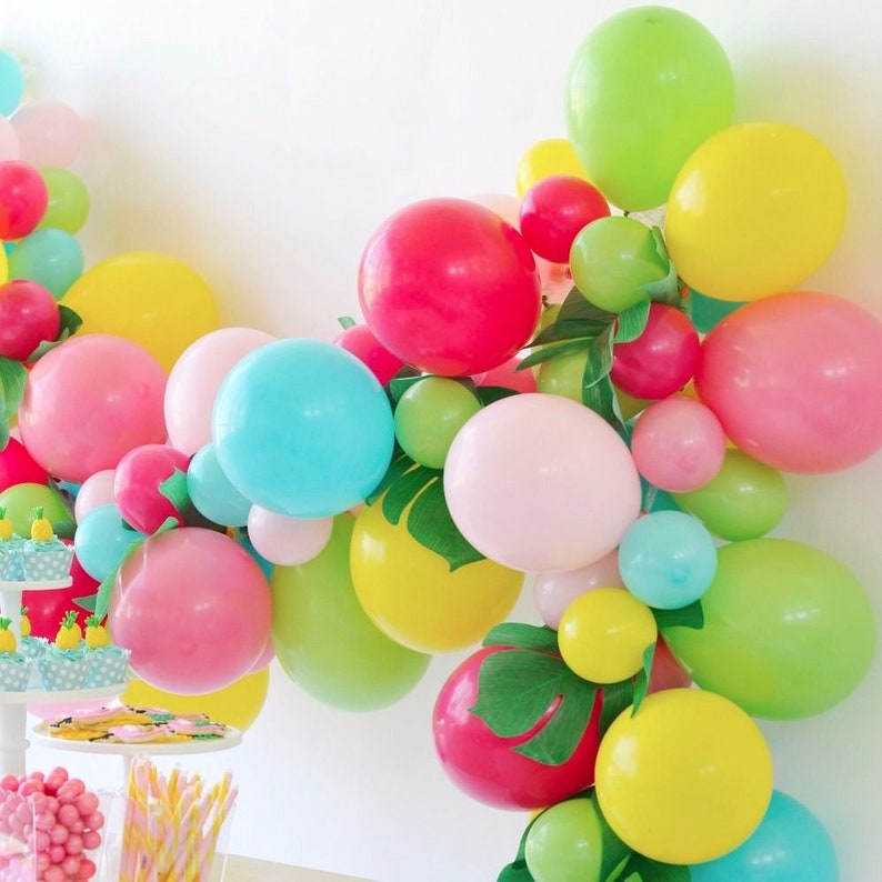 Green Aqua Fiesta Balloon Garland Kit Tropical Bridal Shower  Girls Birthday Balloon Arch in Pink