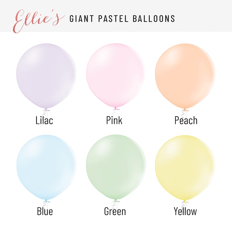 Giant Pastel Balloons, 36 3 foot, Pick Your Colors, Matte PREMIUM Extra Large Balloons in Baby Blue, Pink, Green, Purple, Peach, Yellow image 2