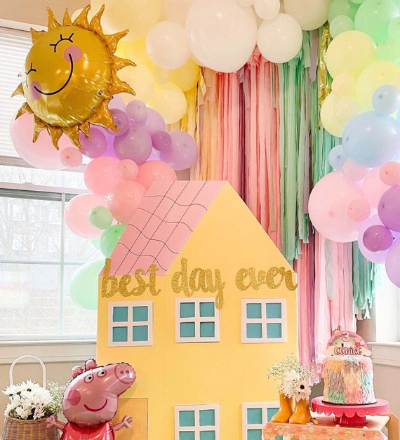 Peppa Pig Birthday Balloon Garland Kit, Pastel Rainbow PREMIUM Quality  Matte DIY Balloon Arch Kit, Peppa Pig Party Decorations 