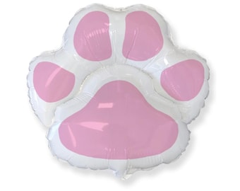 Pink Dog Paw Print Foil Balloon, Puppy Party Decor (30 Inches)