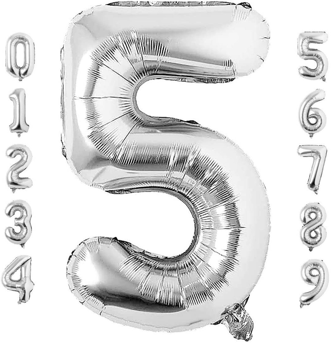 Giant Silver Number Balloons 34 Silver Mylar Foil Number Balloons