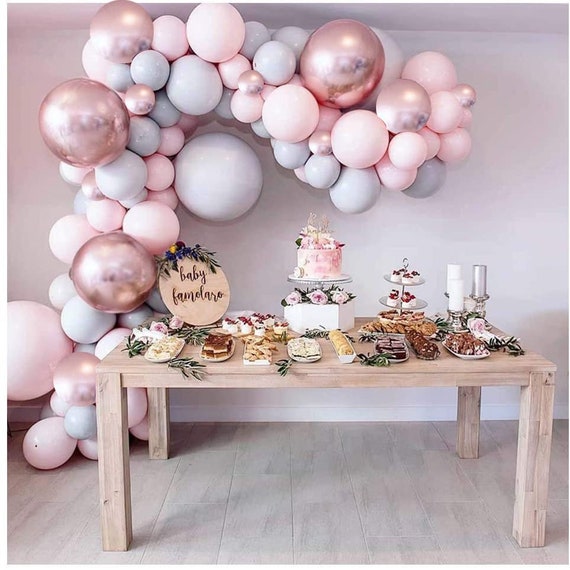124pcs Kit d'arche de ballon rose blanc, ballons en or blanc rose et  guirlande de ballons de confettis d'or pour mariage Baby Shower Graduation  Bachelorette