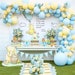Classic Pooh Pastel Blue and Yellow Baby Shower Balloon Garland Kit , PREMIUM Winnie the Pooh Bear 1st Birthday, First Bee Day Balloon Arch 