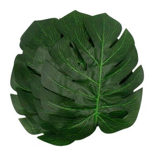 Green Monstera Tropical Leaves (12-Pack), Faux Palm Leaf Decor, Safari Jungle Birthday Party, Luau Bachelorette Party, Baby Shower Decor