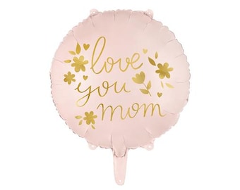 Love You Mom Balloon – 18" | Pink Round Foil Balloon (Air or Helium Fill)
