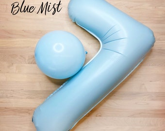 Giant Pastel Blue Number Balloons (1 Count), 32" Light Blue Mylar Foil Number Balloons, Giant Birthday Party Balloons, Anniversary Balloons