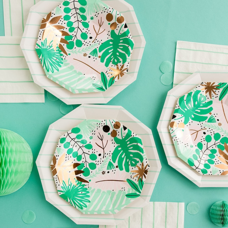Aqua Green Striped Paper Napkins - Thumbnail 3