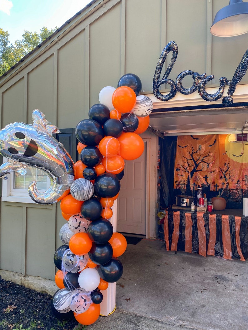 Halloween Balloon Arch Kit, Orange, Black, Marble, Ghost Balloons image 2