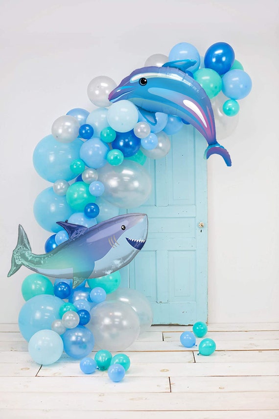 Baby Shark Blue Balloon Arch Kit, PREMIUM Underwater Baby Shark Party DIY  Balloon Garland Kit, One-der the Sea, Summer Kid Party Decorations 