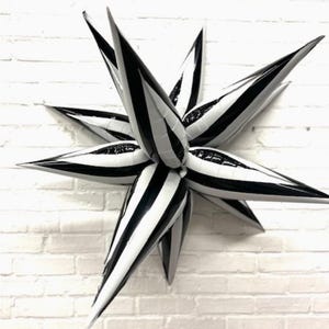 Black & White Starburst Cluster Balloon – 40" | Halloween, NYE, Bold Party Decor
