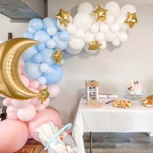 Gender Reveal Balloon Arch Kit, PREMIUM Quality Pastel Pink, Blue & White Balloon Arch Kit, Baby Shower Pastel Balloon Garland