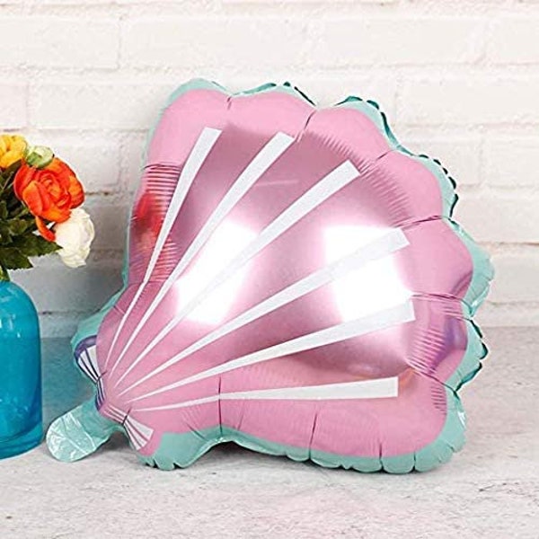 Pink Seashell Mylar Balloon (19 inches), Kids Birthday Sea Shell Foil Balloon, Mermaid Theme, Oneder the Sea, 1st Birthday Party Decorations