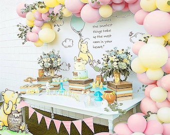 Pink Classic Winnie the Pooh Balloon Garland Kit – Balloons Only | Baby Girl Shower, First Bee Day, or 1st Birthday Party Decoration