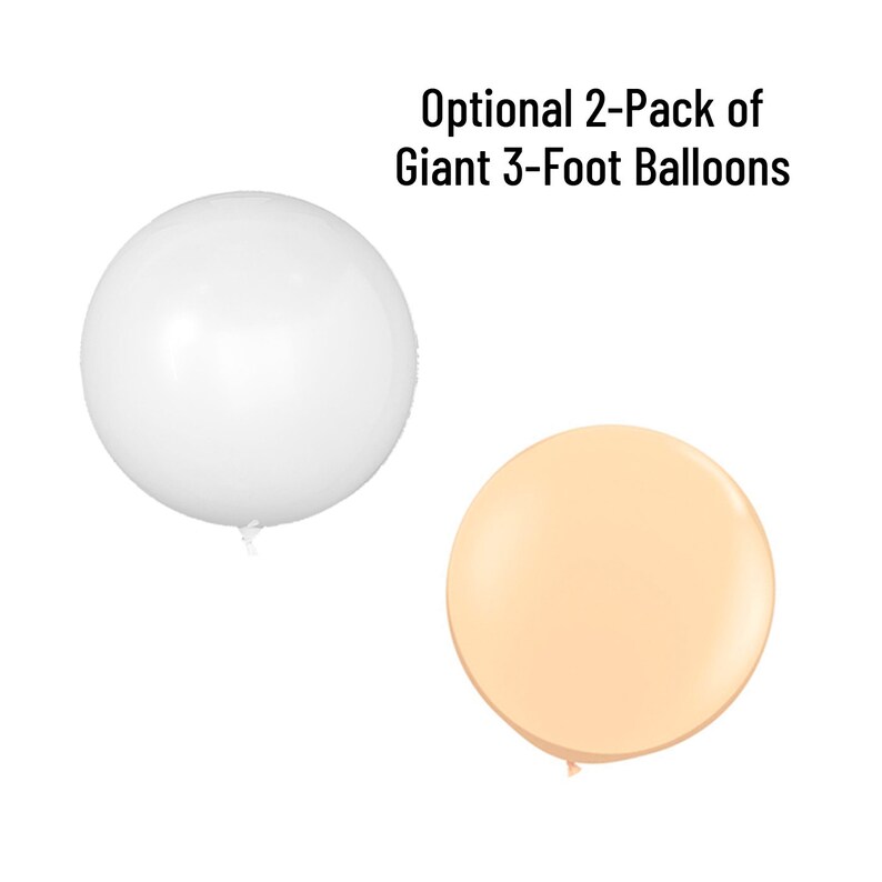 Może przedstawiać: Dwa gigantyczne balony, jeden biały, a drugi brzoskwiniowy, są pokazane. Balony mają średnicę 91 cm. Opcjonalny zestaw 2 gigantycznych balon&oacute;w o średnicy 91 cm.