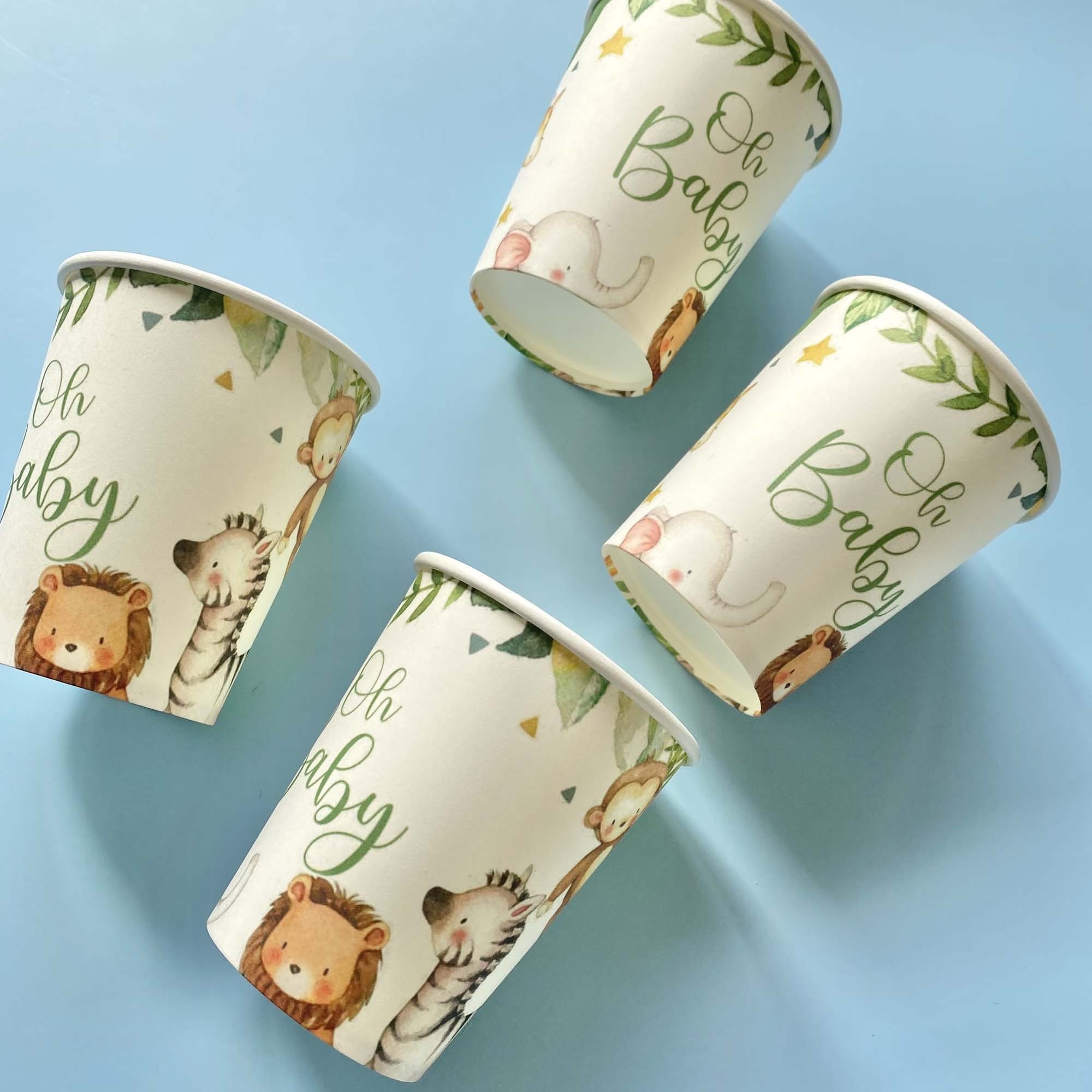 Oh Baby Safari Animal Paper Cups 9 Oz Set of 8 Cute Animal | Etsy