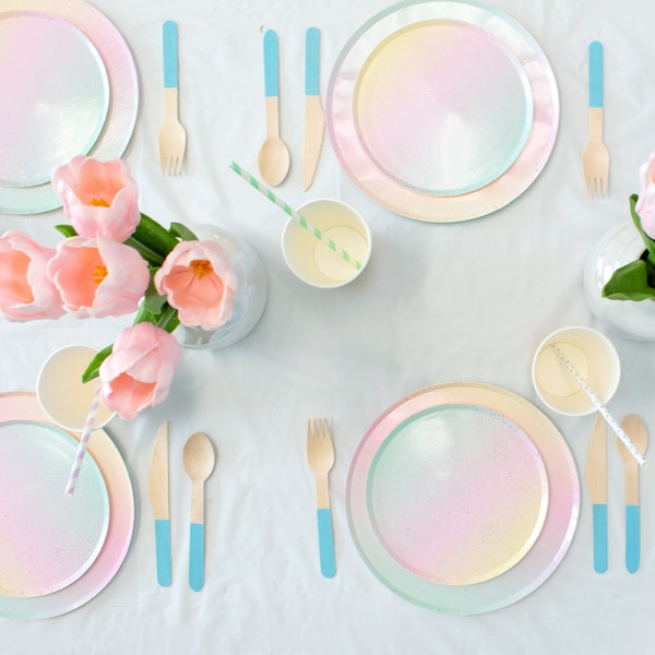 Rainbow Party Plates Etsy