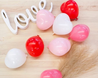 Mini Red Pink White Heart Balloons (12 pack), Valentine Balloon Hearts, Valentine Decor, Engagement Party, Bridal Shower, Valentine's Party