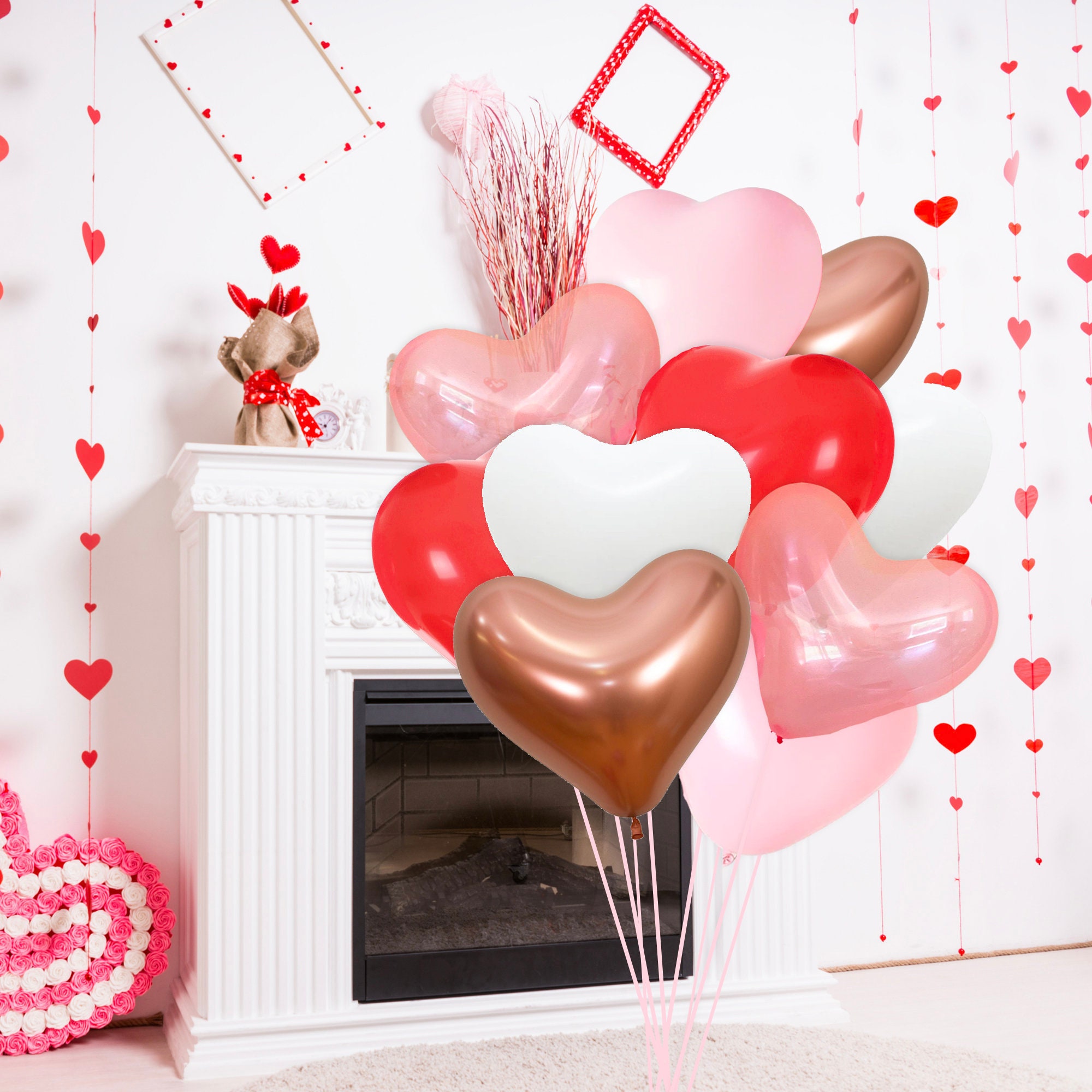 Meersee Ballons Coeur avec Pampe 100 Ballons en Latex Ballon en Forme Coeur  Rouge pour Mariage Anniversaire Décoration