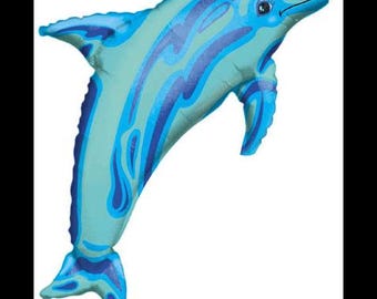 Giant Blue Dolphin Mylar Balloon (37 Inches), Large Dolphin Foil Balloon, Ocean Theme, Oneder the Sea Birthday Decor, 1st Birthday Party