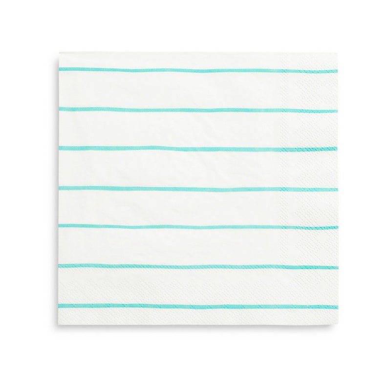 Aqua Green Striped Paper Napkins - Thumbnail 2
