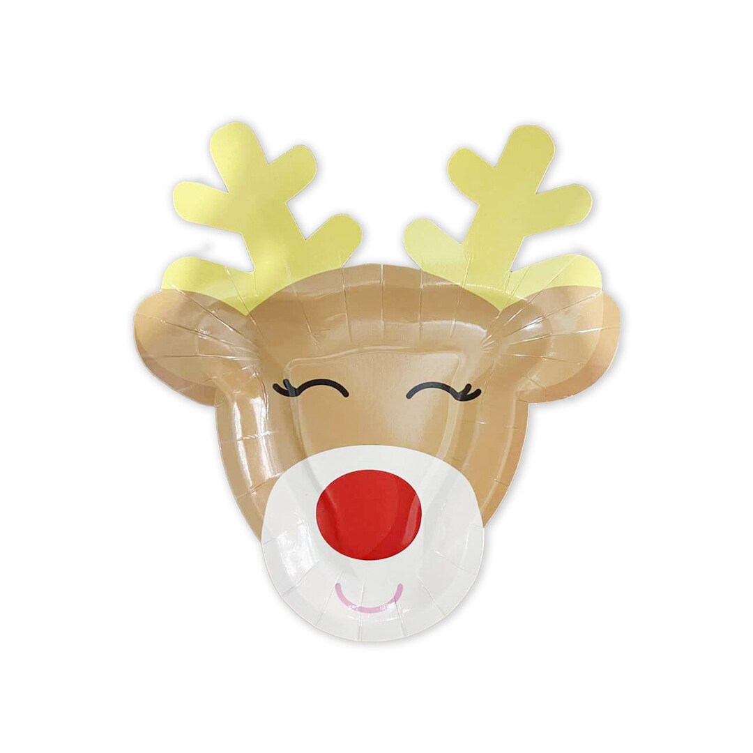 Rudolph the Reindeer Christmas Plates set of 8, Cute Holiday Paper