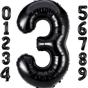 Giant Black Number Balloons, 34&quot; Black Mylar Foil Number Balloons, Jumbo Number Balloons, Birthday Party Balloons, Anniversary Balloons