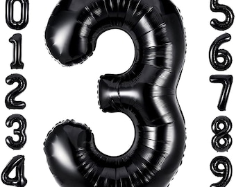 Giant Black Number Balloons, 34" Black Mylar Foil Number Balloons, Jumbo Number Balloons, Birthday Party Balloons, Anniversary Balloons