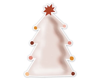 Platos de papel con forma de árbol de Navidad rosa estilo bohemio (juego de 8)