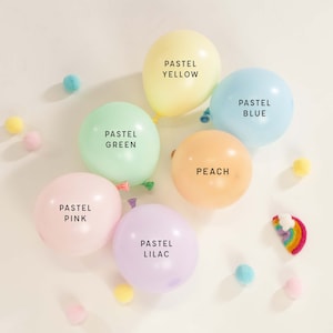 Pastel Rainbow Balloons, PREMIUM Quality Matte Birthday Party Balloons, Bridal Shower or Baby Shower Balloons, CHOOSE Your Color and Size