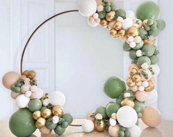 Boho Jungle Balloon Arch Kit with Sage Green and Gold, Woodland Baby Shower or Safari Jungle Party Balloon Garland Kit