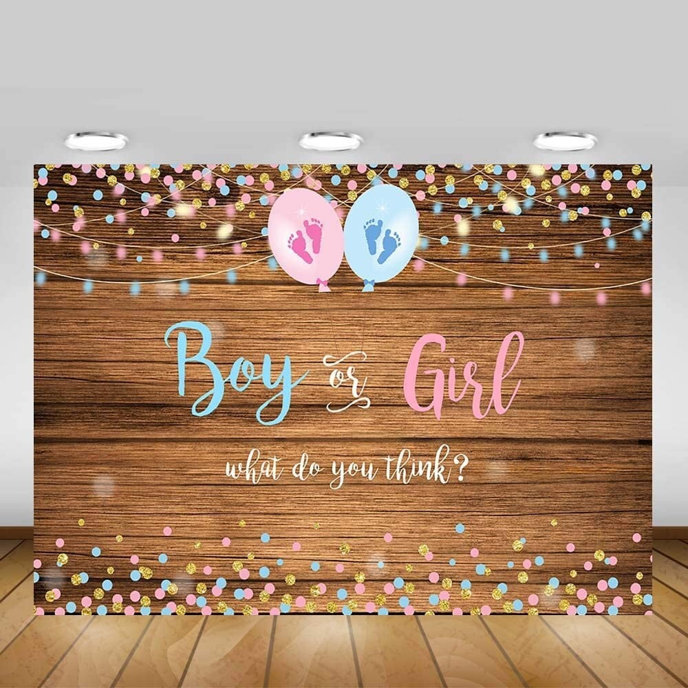 Baby Gender Reveal Party Decorations, Boy Girl Banner and Foil Balloon, 100  Pcs Blue Pink Boy or Girl Balloons, Tinsel Foil Fringe Curtains Backdrop