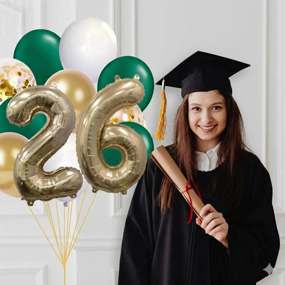 Spring Graduation Colors Emerald Green Graduation 2026 Balloon Bouquet, Grad Balloon Pack With ...