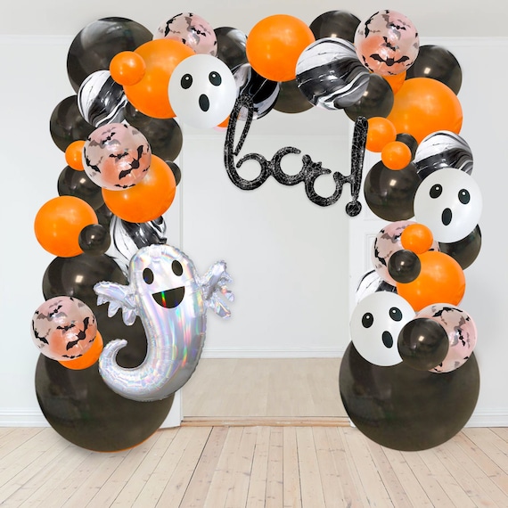 Halloween Balloon Arch Kit, Orange, Black, Marble, Ghost Balloons