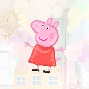 Pink Pig Birthday Party Balloon, Mylar Foil 32 Inch Giant Pink Pig Birthday Balloon, Kids Birthday Party Balloons, Pink Pig Princess Party