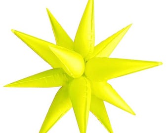 Neon Yellow Starburst Foil Balloon – Glow Party Decor