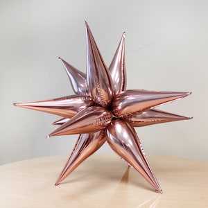 Rose Gold Starburst Cluster Balloon (26 Inches), 12 Point Rose Gold Star, Starburst Foil Balloon, DIY Star Balloon, Metallic Party Decor